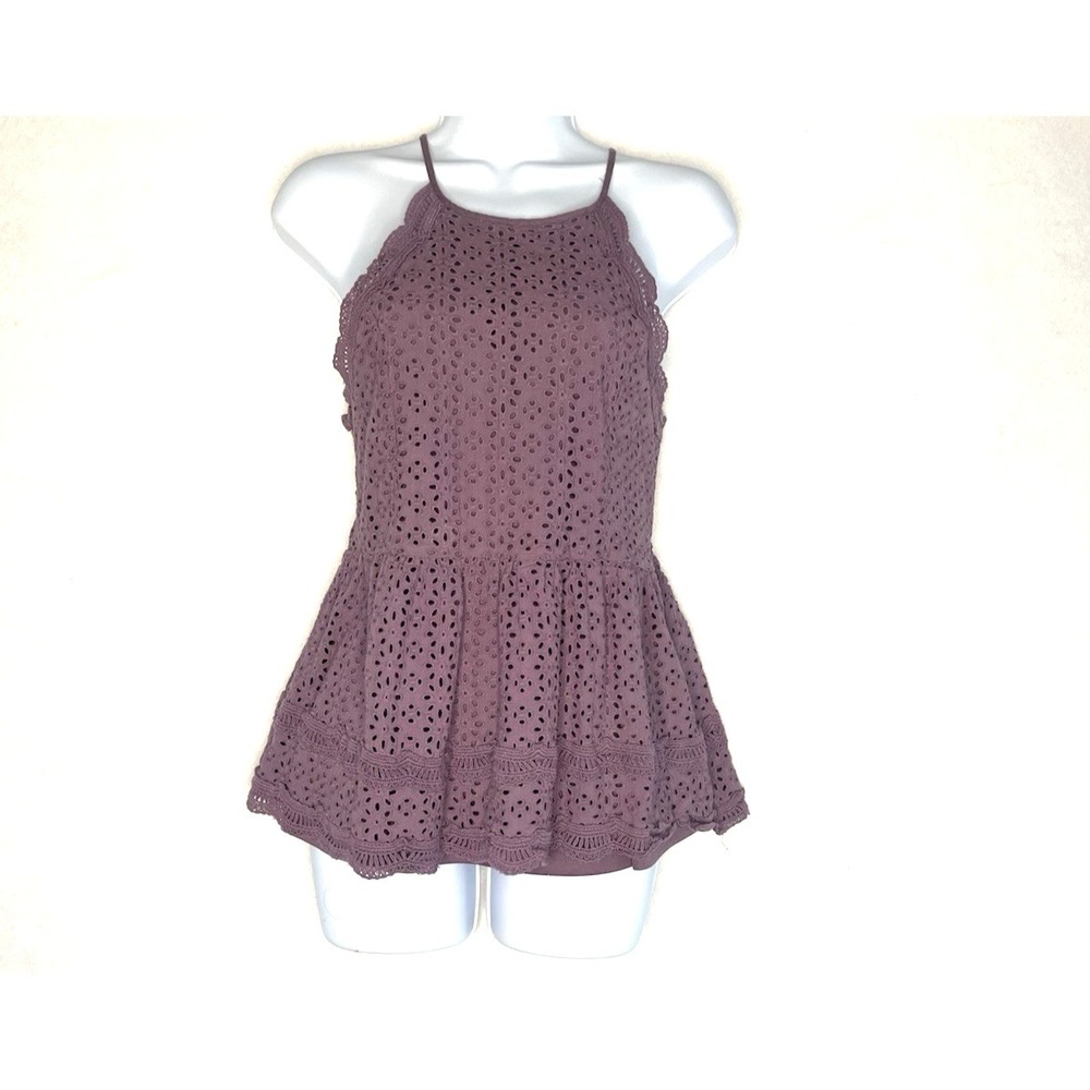 Atar'd state Purple eyelet babydoll top L 100% Cotton Boho Cottage Core Prairie